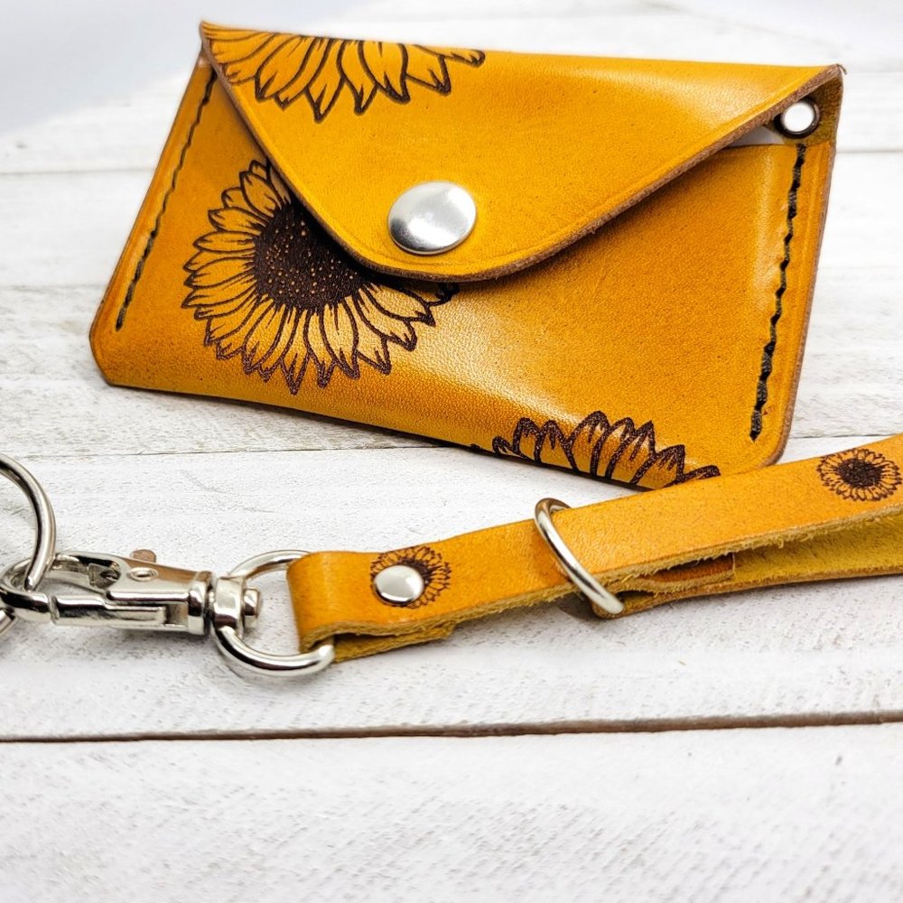 Sunflower Leather Wristlet